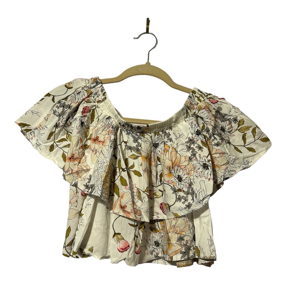 LF Floral ruffle cropped top Size Small New
